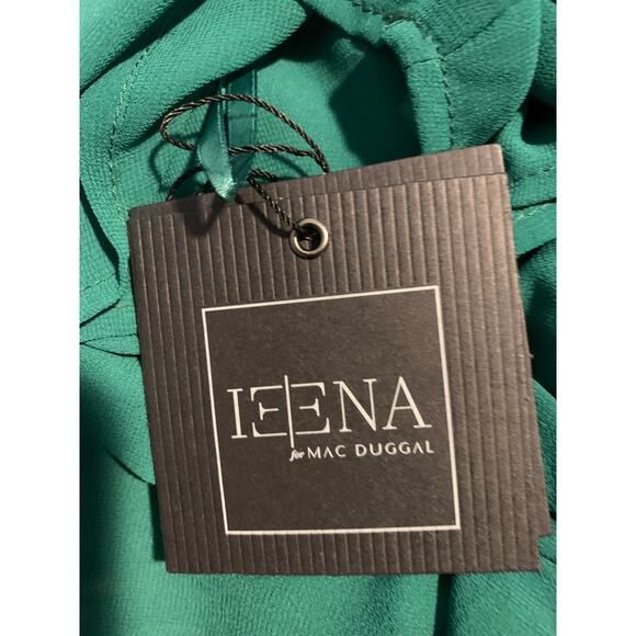 MAC DUGGAL Dress Size 12 Evening Gown NEW Emerald Green Chiffon Plunge Neck - Picture 3 of 10